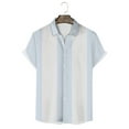 thumbnail image 4 of kamemir Men's Vintage Bowling Shirt Short Sleeve Button Down Summer Cuba Beach Shirts(Light Blue,S), 4 of 5