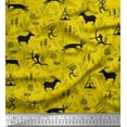 thumbnail image 1 of Soimoi Moss Georgette Fabric Reindeer,Tent & Human African Decor Fabric Printed Yard 42 Inch Wide, 1 of 3