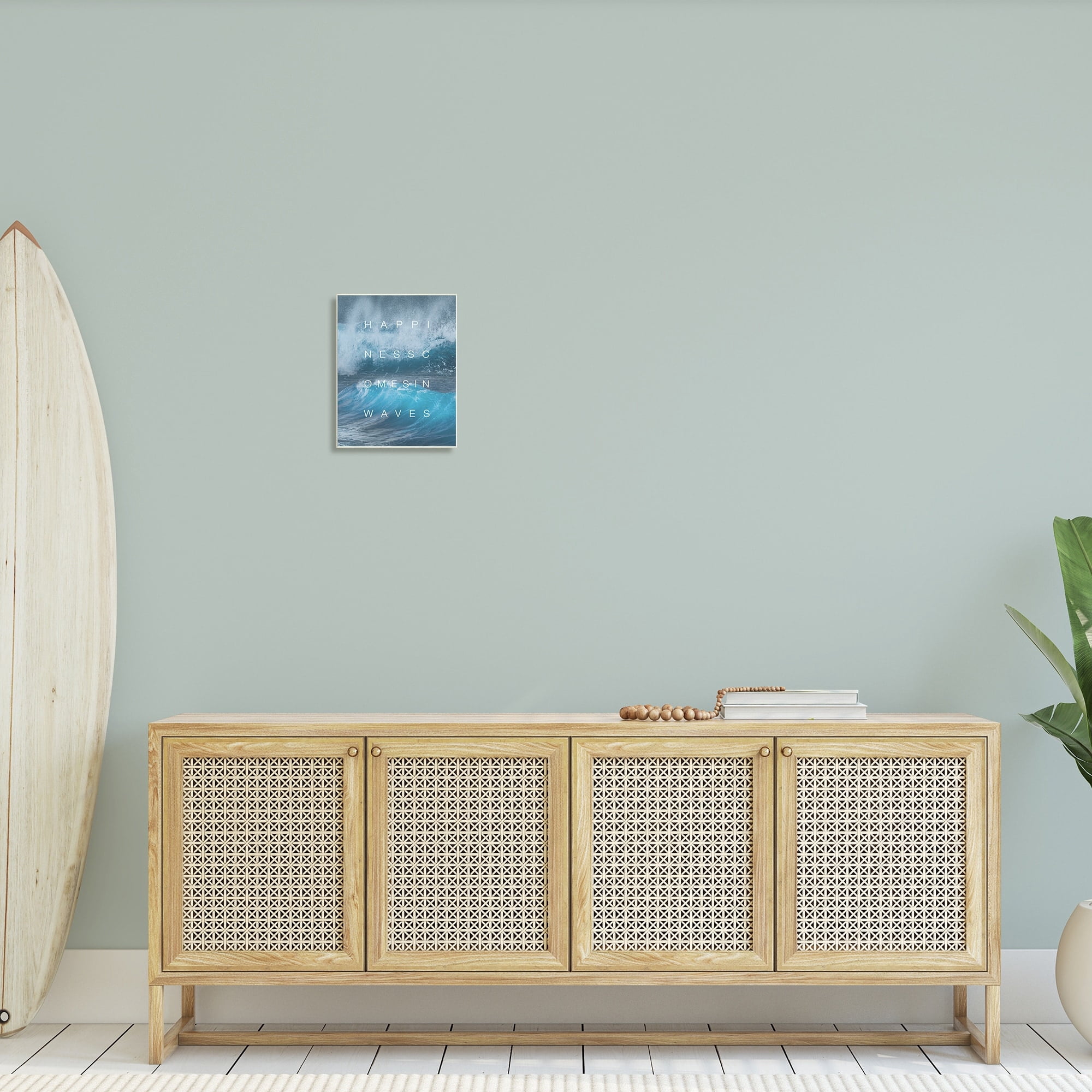 Stupell Industries Happiness Comes in Waves Nautical Phrase Blue Waves, 13 x 19,Design by Daphne Polselli
