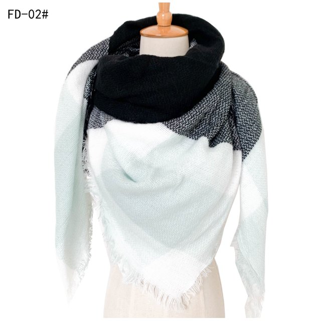 Bufanda cuadrada de doble cara para mujer, chal de Cachemira de rejilla grande, amarillo y gris, otoño e invierno, nuevo Fivean unisex
