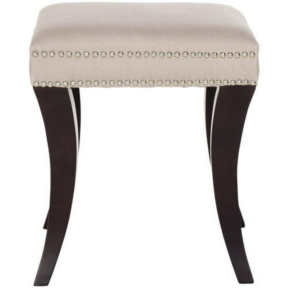 SAFAVIEH Diva Classic Glam Upholstered Ottoman w/ Nail Heads, Taupe