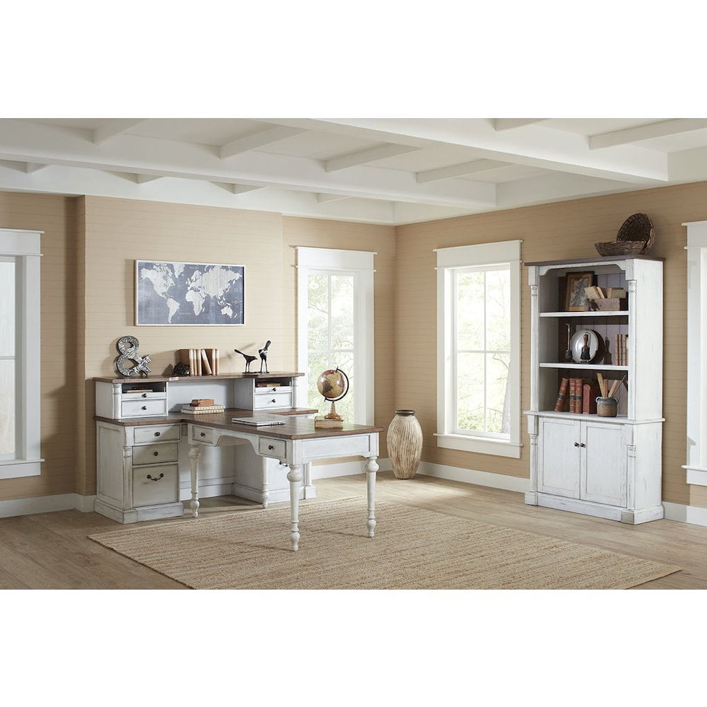 Martin Furniture Durham 3 Rustic Wood Bookcase With Doors Storage Cabinet White