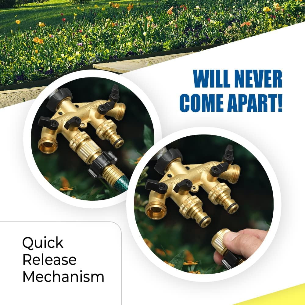 HRTGFD-Quick Connect Solid Brass Connector 3/4-inch M/F GHT for Garden Water Hose, Fittings, Attachment, Parts, A-QC075