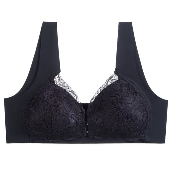 Bras for Women Front Closure Lace Bra Push up Smooth Back Plus Size Stretch Breathable Wirefree Underwear