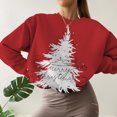 thumbnail image 4 of Gibobby Sudadera sin capucha y ocio para mujer Sudadera navideña de manga larga con cuello Rojoondo y estampado de Papá Noel para mujer 2023 (Rojo, S), 4 of 5
