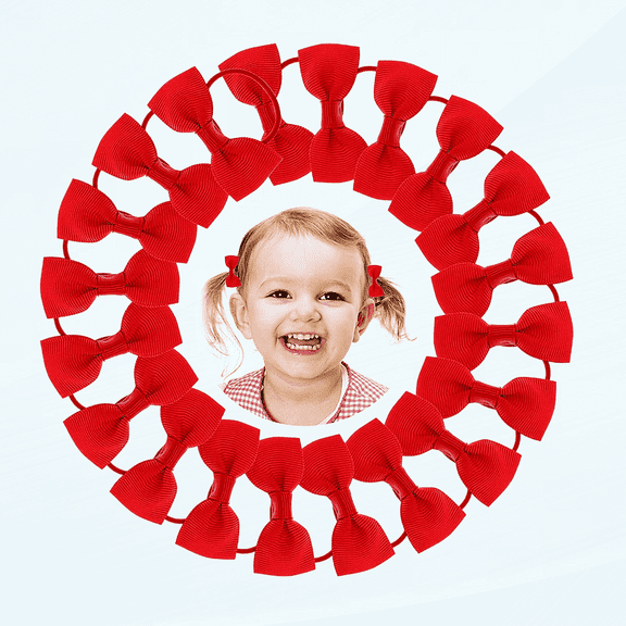 Baby Girl Bows Hair Ties Scrunchies Mini Rubber Bands Head Wraps Ponytail Holders Girls Hairstyle Back to School Cosplay Easter Day Children Accessories For Toddler Little Infants (20 PCS Red)