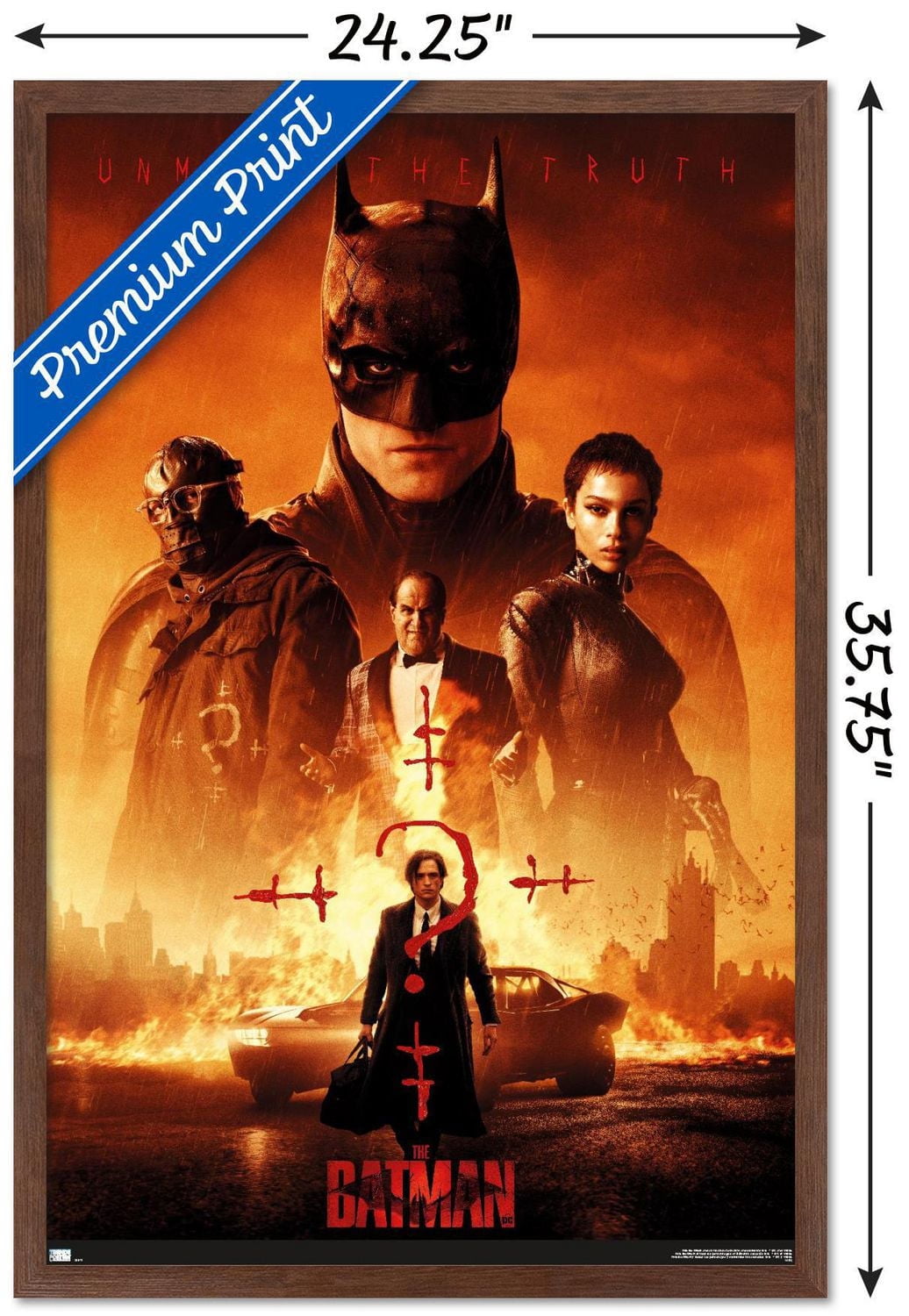 DC Comics Movie The Batman - One Sheet Wall Poster, 22.375" x 34" Framed