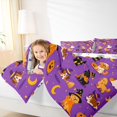 thumbnail image 3 of Feelyou Cartoon Magic Witch Dog Twin Bedding, Cute Ghost Pumpkin Bedding Comforter Set, Purple, Halloween Reversible, 7-Piece, 3 of 7