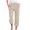 Khaki, variant on Stretch Capris Pants for Women Casual Workout Elastic Waist Cotton Yoga Gym Leggings Capri Pants Size S-3XL