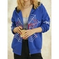 thumbnail image 4 of Women Hoodie Sweatshirt Casual Spider Web Print Long Sleeve Zip Up Jacket Autumn Streetwear, 4 of 9