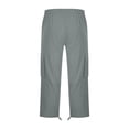 thumbnail image 4 of HKYNLAG Mens Cargo Shorts Below Knee Casual Elastic Waist Drawstring Work Capris Relaxed Fit Hiking Long Short Pants with Multi Pockets Gray 3XL, 4 of 5
