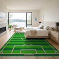 thumbnail image 3 of ODIKA Football Field Soccer Striped Goal Borders Hockey Shaped Artificial Low Profile Flatwoven for Great Room, Indoor Open Concept, Large Living, 3 of 7
