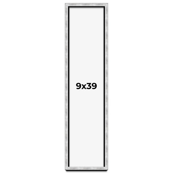 9x39 Frame Brushed Silver Solid Wood Picture Frame | 0.75 Inch Moulding Width | Rabbet Depth 0.75