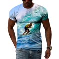 thumbnail image 1 of Mode Été Cool Surf Sports T-Shirts Graphiques Hommes Personnalité Intéressante Impression Créative 3D Col Rond Manches Courtes Hauts, 1 of 5