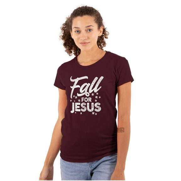 Fall for Jesus Autumn Vibes Womens Fitted Plus Size Graphic Tee Brisco Brands 2X