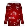 thumbnail image 5 of Christmas Clothes for Women, Women's Faux Furry Trim V Neck Blouse Long Sleeve Xmas Graphic Tee Holiday Tops (XL, Red), 5 of 5
