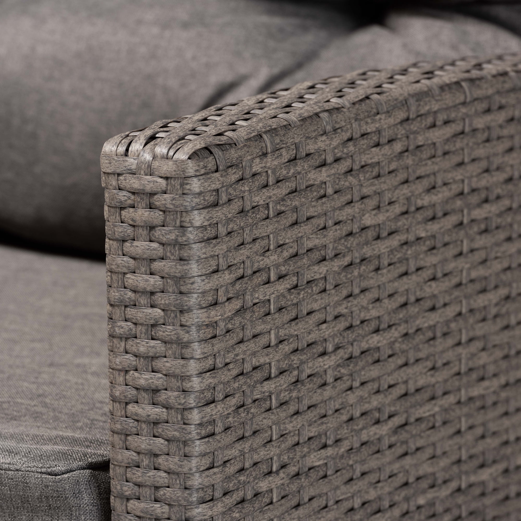 Baxton Studio Darian Modern and Contemporary Grey Fabric Upholstered and Grey Synthetic Rattan 4-Piece Patio Set