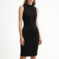 thumbnail image 3 of Admvng Womens Dress Summer Casual Solid Crew Neck Bow Detail Sleeveless Office formal Events Dresses, 3 of 7