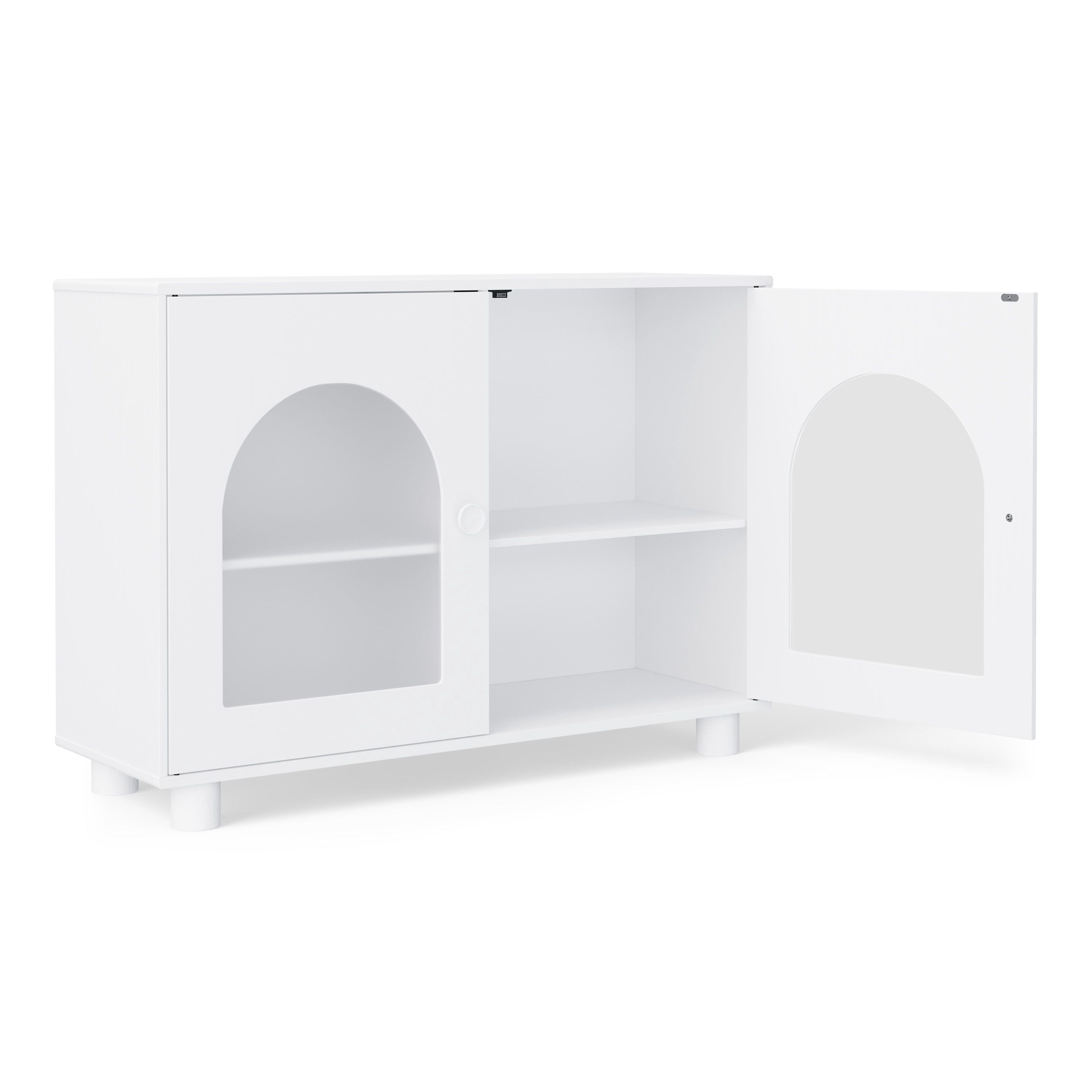 Mainstays Kids Arched Storage Accent Cabinet with Acrylic Doors, White