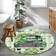 thumbnail image 4 of Area Rug 36in, Rustic Truck Shamrock Butterfly Floor Carpet Living Room Rug, St. Patrick's Day Green Check Non-Slip Welcome Mat Indoor Rugs for Bedroom Dining Room, 4 of 9