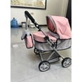 thumbnail image 4 of Reborn Baby Dolls Stroller, Pink and Gray Foldable Pram with Adjustable Hood, Storage Basket and Shoulder Bag for Dolls Up to 22 inches, Girls Age 3+, 4 of 7