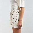 thumbnail image 3 of Women’s High Waisted Polka Dot Denim Shorts with Rope Drawstring, Frayed Hem Jean Shorts with Pockets, 3 of 9