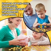 Sinekong 200 pcs Gold Coins, Plastic Gold Coins Bulk, Pirate Treasure for Pirate Party, Treasure Hunt Game, Fake Coins for Classroom Rewards Tokens