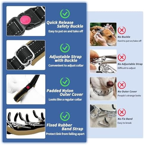 M Khaki Martingale Collar for Dogs, Heavy Duty Nylon No Pull Adjustable Anti Pull Reflective Slip Collar for Large Medium Small Dogs
