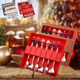 thumbnail image 1 of mfyjkho Juego de cuchara y tenedor de muñeco de nieve navideño, cubiertos de postre de acero inoxidable, caja de cubiertos portátil, regalo para fiestas navideñas, incluye 4 piezas, 1 of 7