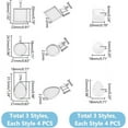 thumbnail image 3 of 3 Styles 12 Sets DIY Teardrop Blank Pendant Making Kit Stainless Steel Square Cabochon Settings Glass Cabochons Flat Round Blank Pendant Trays for Necklace Jewelry Making DIY Stainless Steel Color, 3 of 6