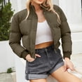 thumbnail image 6 of Xdegoge Womens Cropped Puffer Jacket Winter Long Sleeve Stand Collar Zip Up Warm Bubble Coat with Pockets Y2K Outerwear Thick Padded Fashion Streetwear, 6 of 9