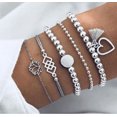 thumbnail image 1 of Boho Geometric Bracelet And Bangle Set For Women With Star Map Heart Charm Beads Chain Fashion Jewelry, 1 of 7