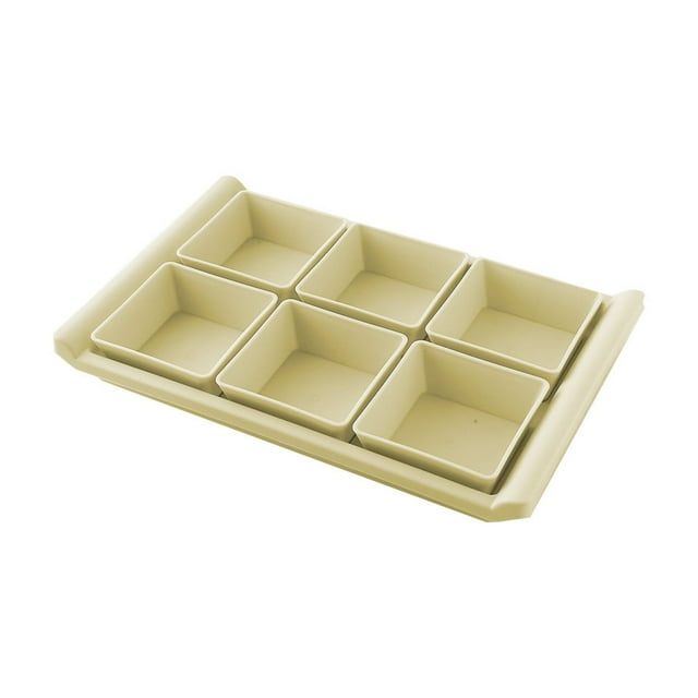 Ohufall Versatile 6 Slot Plastic Serving Tray Multi Compartment Fruit Snack Organizer Easy To Clean Table Tidy Food Serving Tray