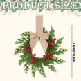 thumbnail image 3 of 1 Pack Farmhouse Mini Christmas Cabinet Wreath, Berries Ribbon Rattan Plastic Decor for Kitchen Window Door, 10.6in，Khaki Bow, 3 of 5