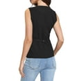 thumbnail image 3 of Vest for Women Button Down Crew Neck Waist Belt Business Casual Vest Tops XS Black, 3 of 6