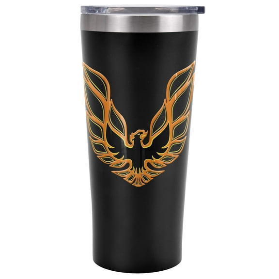 Pontiac Official Firebird Logo 20 oz Travel Tumbler, Stainless Steel, Vacuum Insulated with Leak Resistant Slide-Lock Lid