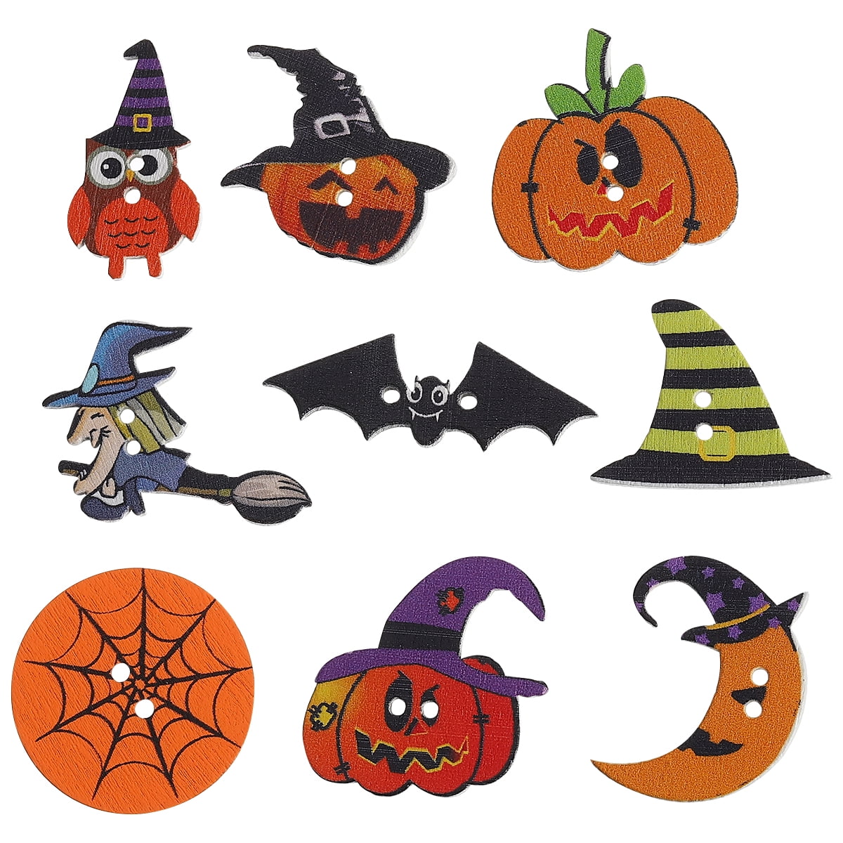 Wooden button 50pcs Wooden Button Halloween Buttons Decorative Sewing