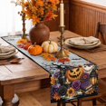 thumbnail image 6 of Halloween Table Runner - 48 Inch Long Fall Pumpkins Spooky Horror Bats Flowers Country Cotton and Linen Blended Dress Scarves Farmhouse Table Runner for Kitchen Dining, Coffee Table, 13" x 48", 6 of 8