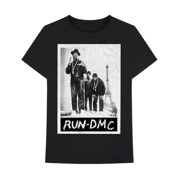 Run DMC - Camiseta Paris Fotografía de Algodón para Mujer (Negro)