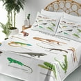 thumbnail image 3 of Ambesonne Colorful Fitted & Top Sheet Set with Shams, Exotic Lizard Reptiles, Multicolor, 3 of 5