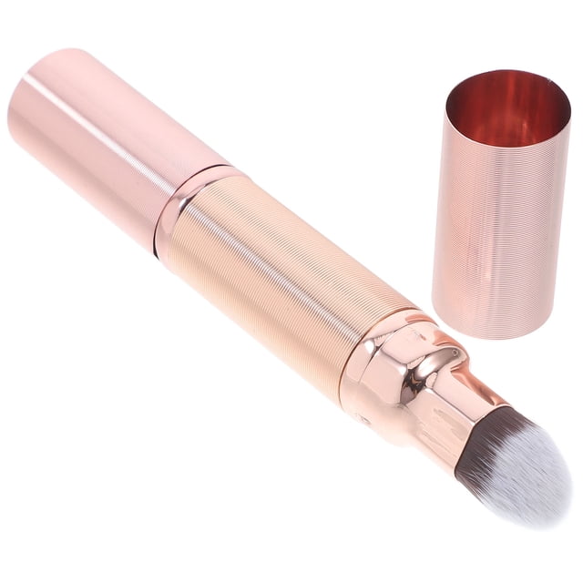 VERDANVERSE Brocha Retráctil Dual En Rosa Dorado Para Aplicar Base Y Polvo Con Suavidad