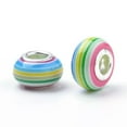 thumbnail image 2 of U8MO 100pcs 14mm Rondelle Resin European Large Hole Beads Rainbow Stripe Slide Charms-Lime Green, 2 of 2
