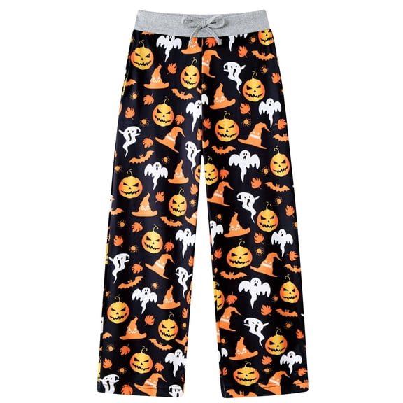 Girls Halloween Sleep Pants 7 14t Kids Jack O Lantern Pumpkin Print Pajama Bottoms Elastic Waist Loungewear For Preteens Nightwear