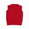 thumbnail image 2 of AUDeals Kids Cable Knit Sweater Vest, Crochet V Neck Sleeveless Pullover, Cotton School Uniform Waistcoat, Loose Fit Lightweight Sweater (Wine, 1-2 Years), 2 of 6