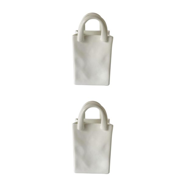 Inteprter Handbag Shape Ceramic Vase Dry Flower Decor Living Room Vase 2piezas 7.8x6.8x15cm