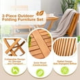 thumbnail image 7 of Homall 3 Piece Folding Patio Bistro Set, Indoor/Outdoor Foldbale Wood Table and 2 Chair Set with Slatted Design, Natural Finish, Wood Color, 7 of 7
