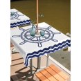 thumbnail image 3 of Square Outdoor Tablecloth with Umbrella Hole Navy Blue Rudder Nautical Outside Table Cloth Waterproof Patio Table Cover Coastal Summer Ocean Zipper Tablecloths for Picnic Party Camping 60x60 Inch, 3 of 8