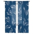 thumbnail image 7 of Sheer Curtains 84 inches Long, Blue Transparent Gradient Leaf Watercolor Light Filtering Sheer Window Curtains Rod Pocket Voile Drapes for Bedroom Living Room, 52"W x 84"L 2 Panels, 7 of 7