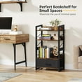 thumbnail image 6 of Small Bookshelf with Drawer: 4-Tier Wood Book Shelf Industrial Narrow Bookcase Storage Organizer Metal Stackable Shelves for Desktop Bedroom Living Room Home Office (Rustic Brown), 6 of 14
