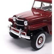 1955 Willys Jeep Station Wagon Dark Blue and White 1/18 Diecast Model Car by Road Signature